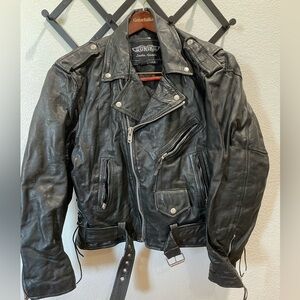 UNIK International Leather Bikers Jacket Black Mens Sz 46